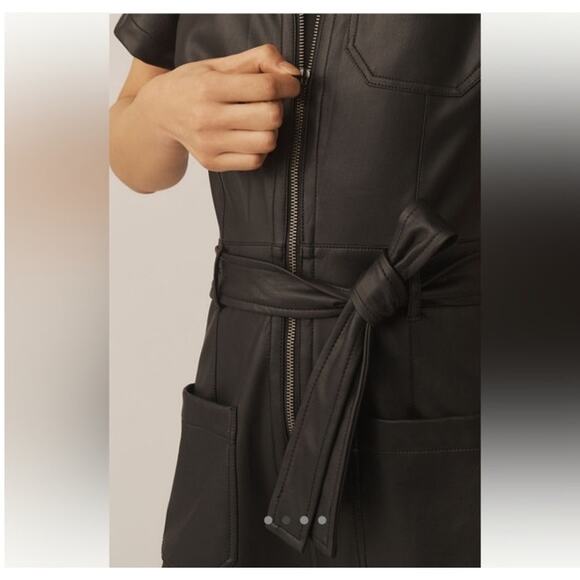 Anthro's Maeve Black Faux Leather Jumpsuit - Picture 4 of 13